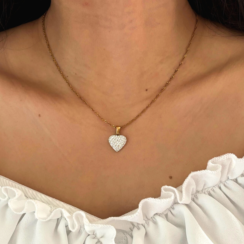 18k gold plated heart pendant -Stainless steel Gift for Her