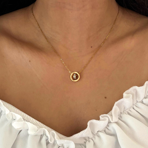 18K Gold Plated Circle Pendant Necklace – Elegant Minimal Jewelry for Everyday Wear