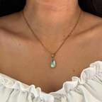 18K Gold Plated Clear Teardrop Pendant Necklace – Dainty Minimal Layering Valentines day