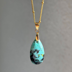 18K Gold PlatedTeardrop Pendant Necklace – Natural Stone Valentines Day