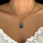 18K Gold PlatedTeardrop Pendant Necklace – Natural Stone Valentines Day