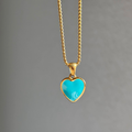18k gold plated blue heart pendant Gift for her