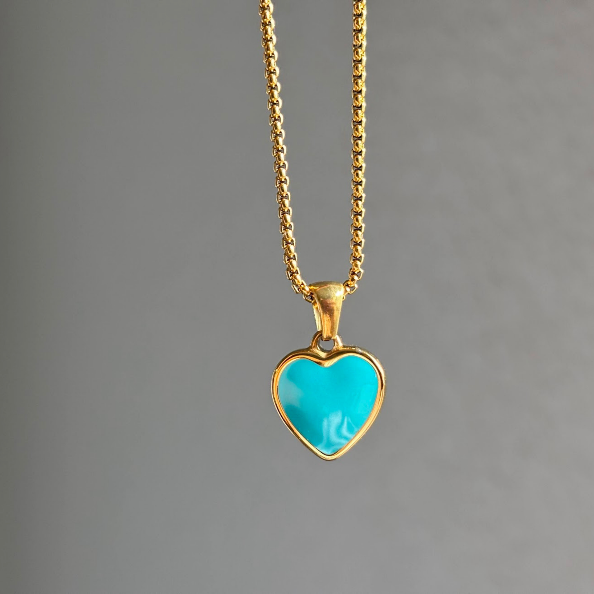 18k gold plated blue heart pendant Gift for her