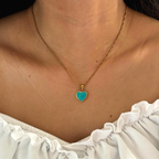 18k gold plated blue heart pendant Gift for her