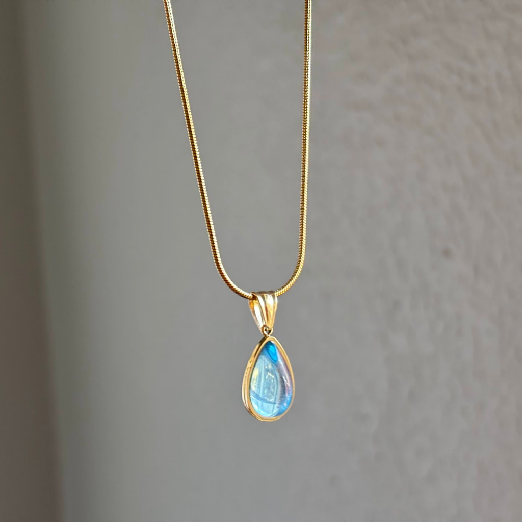 18K Gold Plated Clear Teardrop Pendant Necklace – Dainty Minimal Layering Valentines day