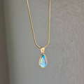 18K Gold Plated Clear Teardrop Pendant Necklace – Dainty Minimal Layering Valentines day