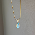 18K Gold Plated Clear Teardrop Pendant Necklace – Dainty Minimal Layering Valentines day