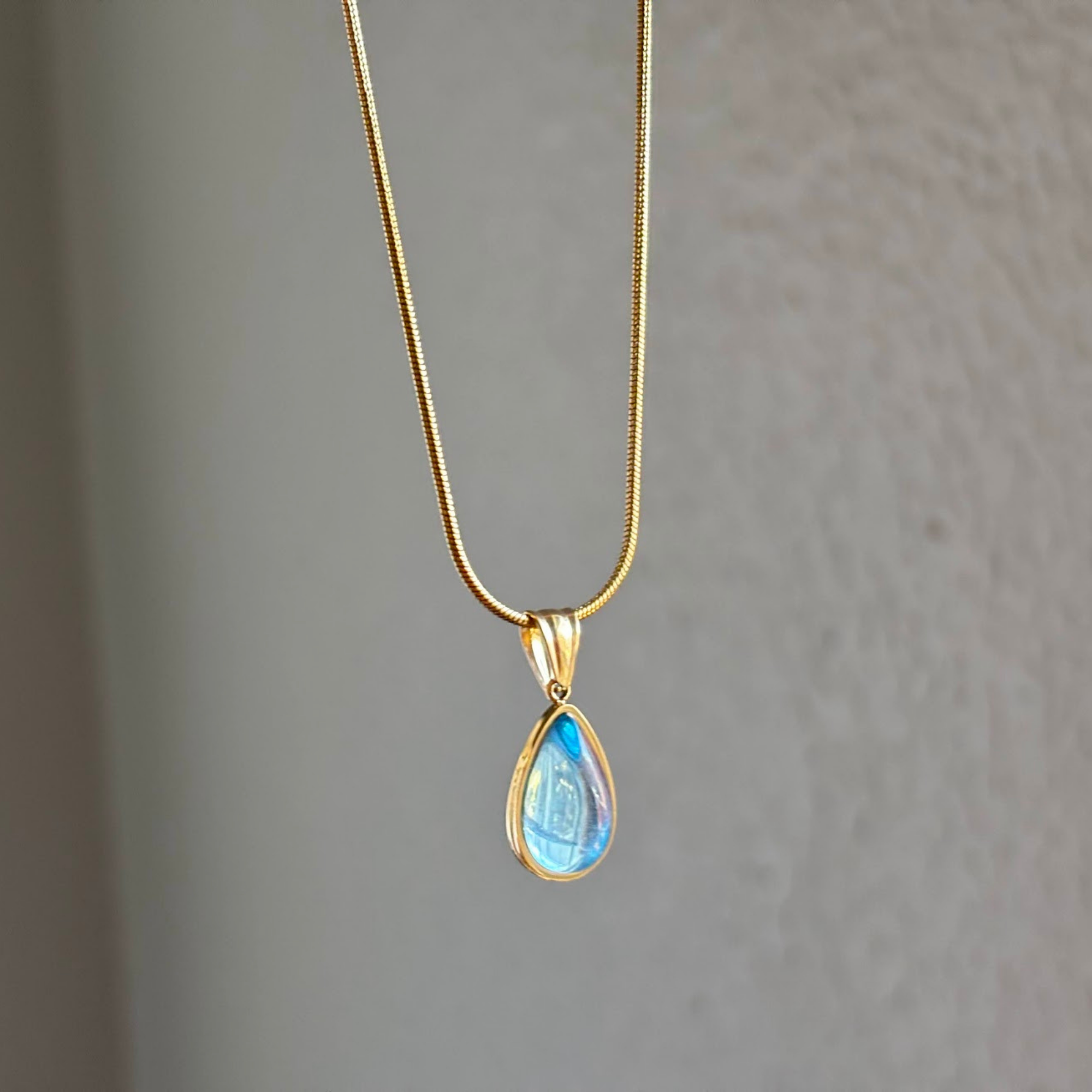 18K Gold Plated Clear Teardrop Pendant Necklace – Dainty Minimal Layering Valentines day
