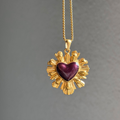 Heart Sunburst Pendant Necklace – Gold Tone Statement Jewelry Gift for Her