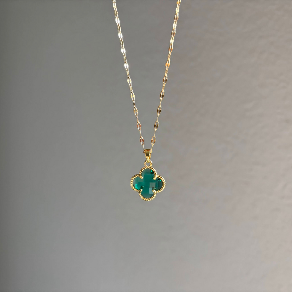 18K Gold Plated Malachite Pendant Necklace (Stainless Steel)