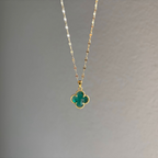 18K Gold Plated Malachite Pendant Necklace (Stainless Steel)