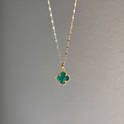 18K Gold Plated Malachite Pendant Necklace (Stainless Steel)