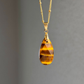 18k Gold Plated Tiger Eye Natural Gemstone