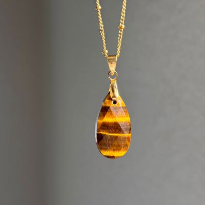18k Gold Plated Tiger Eye Natural Gemstone
